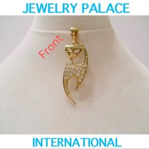 🆕14K Gold Filled Cunning Cubic Zirconia Cat Pendant
